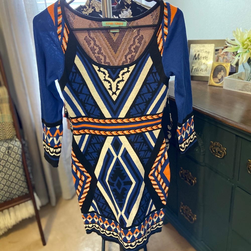 Multicolor Print Body con dress